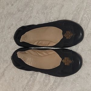 Tory burch leather sedgwick bow ballet flats